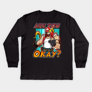 Terry Bogard T-shirt (Are you ok?) Kids Long Sleeve T-Shirt